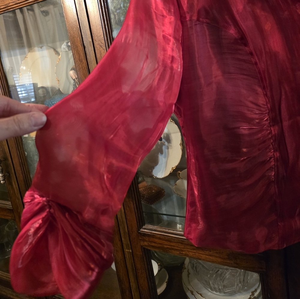 Studio 1940 Collection Ruby Red Button-Front Blou… - image 7